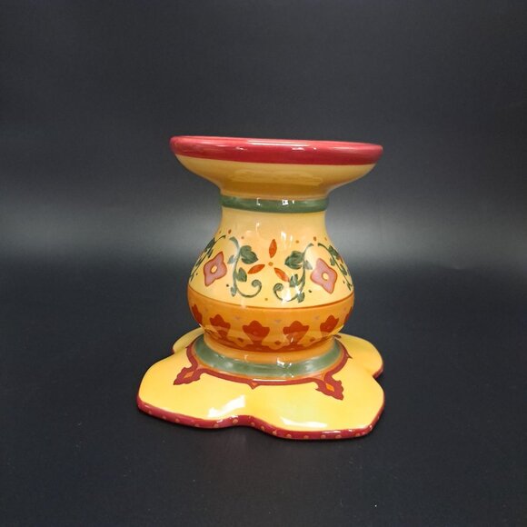 Partylite Tuscan Bohemian Spice Candle Taper Holder Ceramic Floral Design - Picture 4 of 12